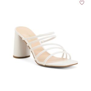 Nine West White Glowy 3 Multiple Straps Square Toe Heel Sandals Women’s Size 11